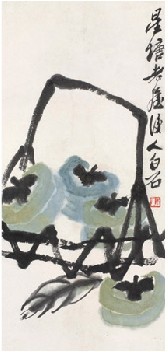 齐白石 柿子 镜心